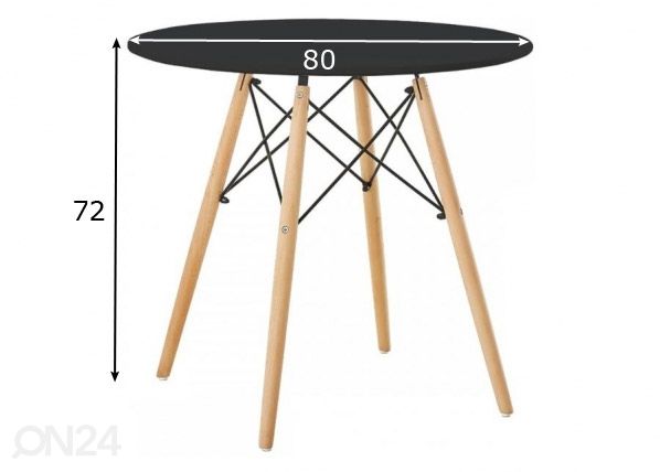 Ruokapöytä Mattias Ø 80 cm mitat