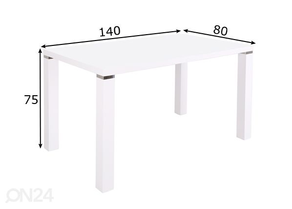 Ruokapöytä METRO 140x80 cm mitat