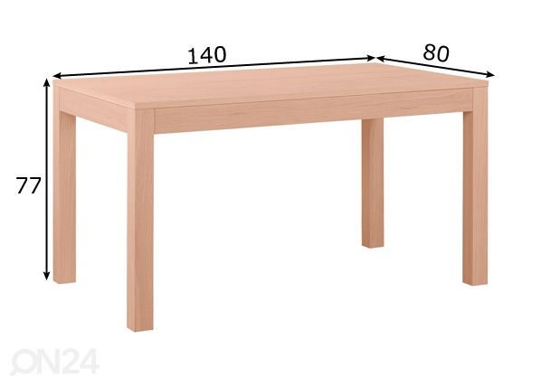 Ruokapöytä Nano 140x80 cm mitat