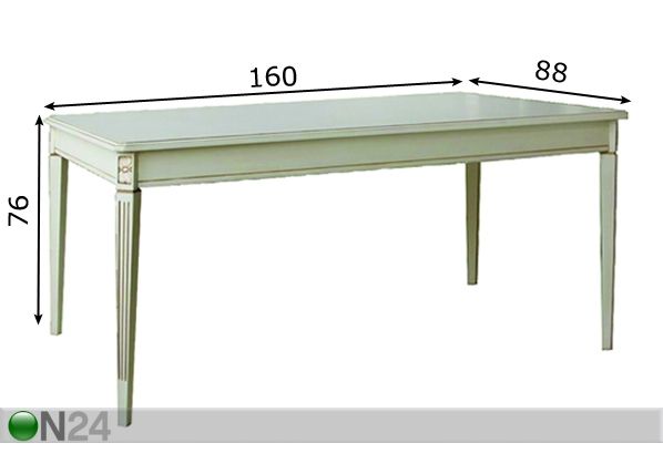 Ruokapöytä NIZZA -12 88x160 cm mitat