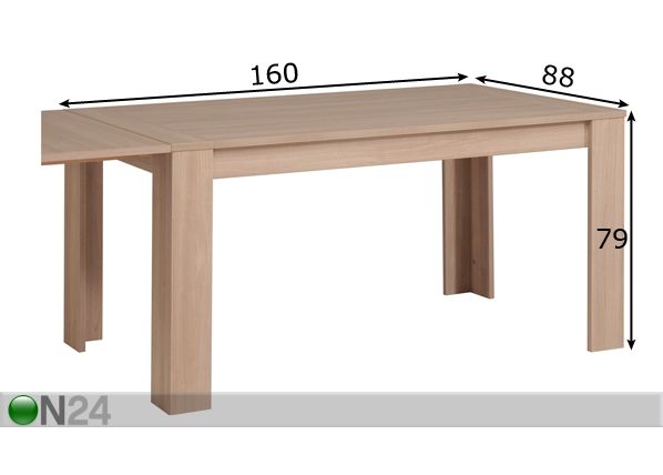 Ruokapöytä NOLITA 88x160 cm mitat