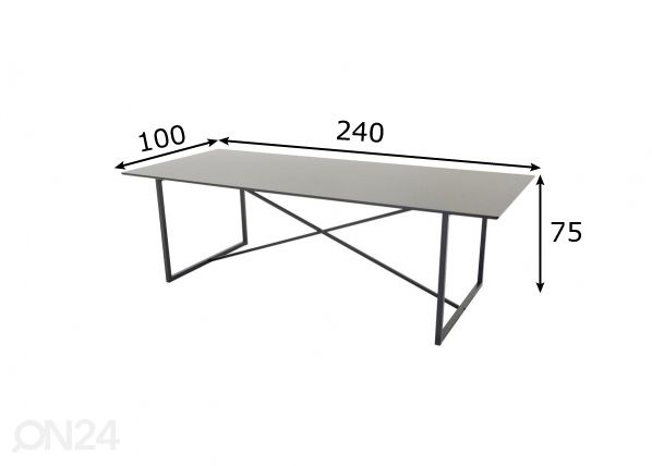 Ruokapöytä Palace 240x100 cm mitat