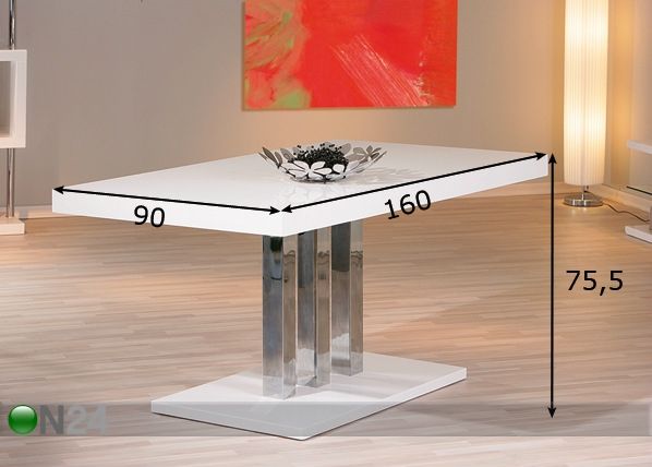 Ruokapöytä Palazzo 160x90 cm mitat