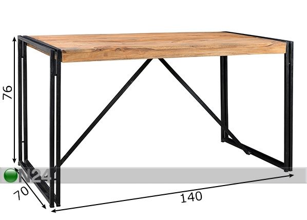 Ruokapöytä Panama 140x70 cm mitat