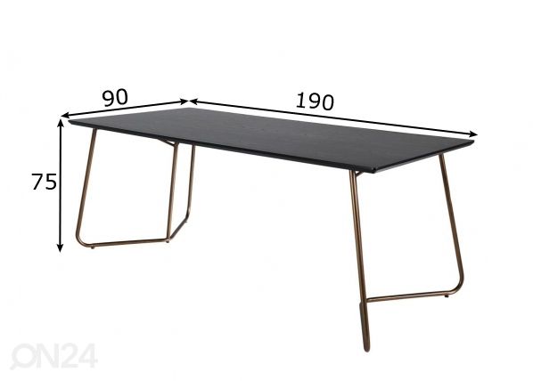 Ruokapöytä Petra 190x90 cm mitat