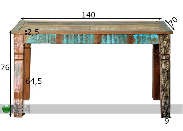 Ruokapöytä Riverboat 140x70 cm mitat
