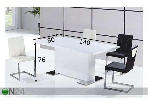 Ruokapöytä ROBERTO 80x140 cm mitat