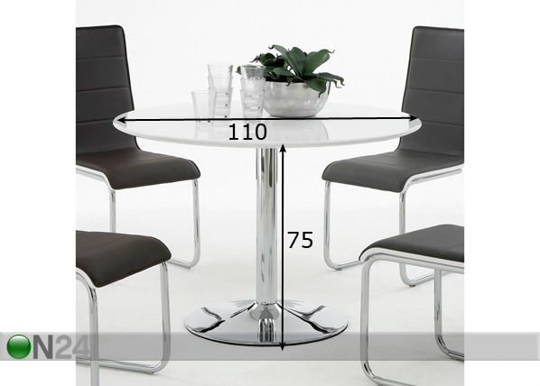 Ruokapöytä RONDO Ø 110 cm mitat