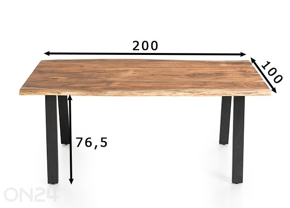 Ruokapöytä Saira 100x200 cm mitat