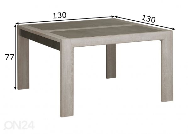Ruokapöytä Sandro 130x130 cm mitat