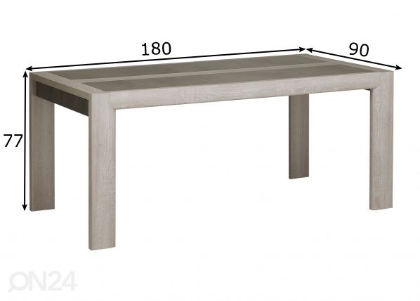 Ruokapöytä Sandro 180x90 cm mitat