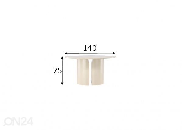 Ruokapöytä Sandvik Ø 140 cm mitat