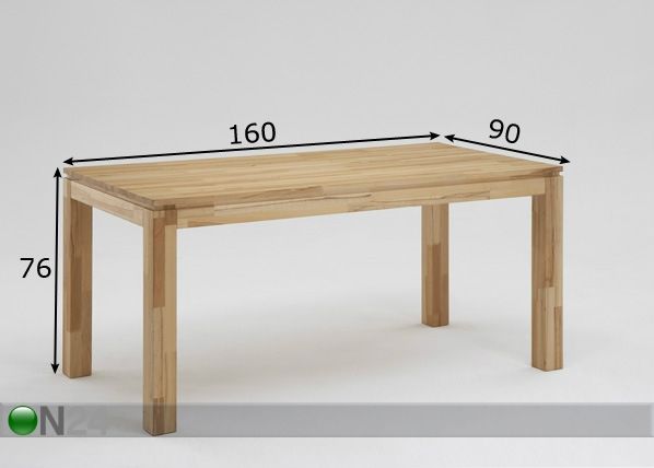 Ruokapöytä SARAH I 90x160 cm mitat
