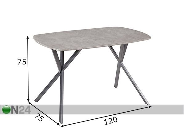 Ruokapöytä SHERRY 75x120 cm mitat