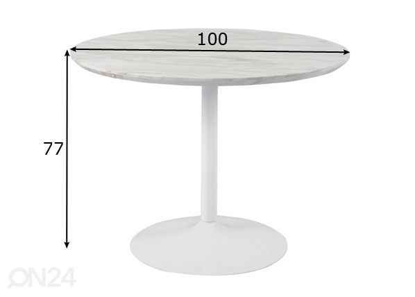 Ruokapöytä Snow Ø 100 cm mitat
