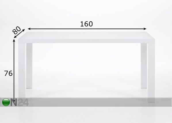Ruokapöytä SPICY 80x160 cm mitat