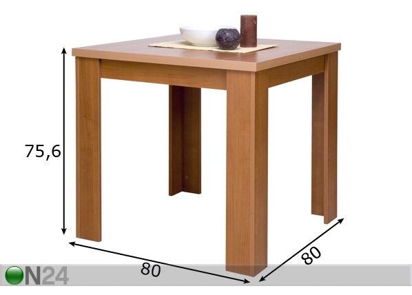Ruokapöytä STANDARD 80x80 cm mitat