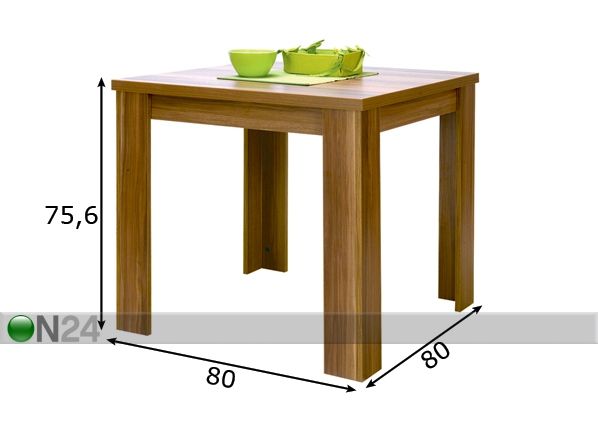 Ruokapöytä STANDARD 80x80 cm mitat