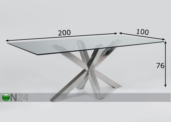 Ruokapöytä STAR 100x200 cm mitat