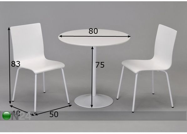 Ruokapöytä SUVI ja tuolit PLAZA K 2 kpl mitat