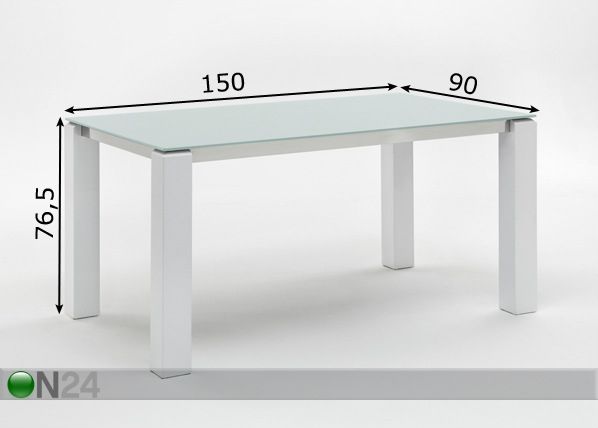 Ruokapöytä SVENJA 90x150 cm mitat