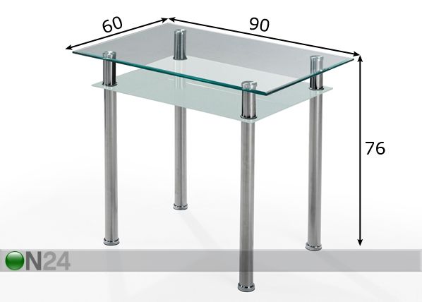 Ruokapöytä TABULA 60x90 cm mitat