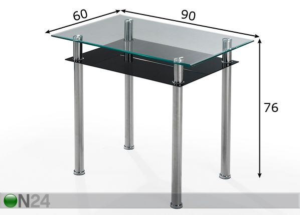 Ruokapöytä TABULA 60x90 cm mitat