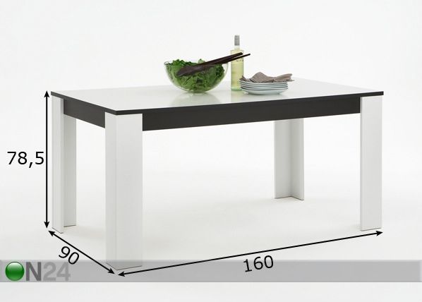 Ruokapöytä TAPEA 6 90x160 cm mitat