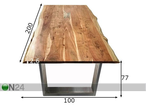 Ruokapöytä Tisch 100x200 cm mitat