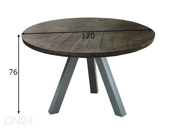 Ruokapöytä Tische Ø120 cm mitat