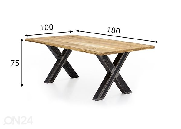 Ruokapöytä Tische 100x180 cm mitat