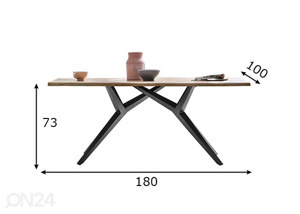 Ruokapöytä Tische 100x180 cm mitat
