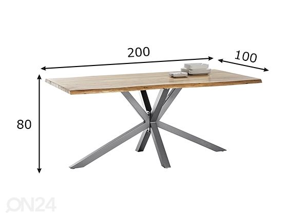 Ruokapöytä Tische 100x200 cm mitat