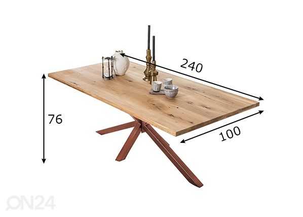 Ruokapöytä Tische 100x240 cm mitat