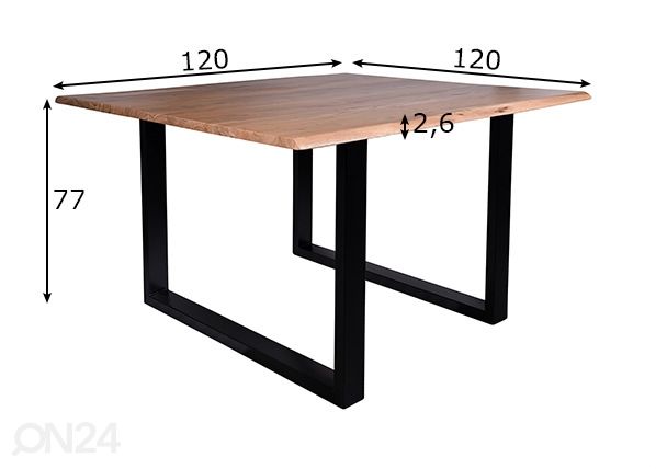 Ruokapöytä Tische 120x120 cm mitat