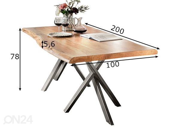 Ruokapöytä Tische 200x100 cm mitat