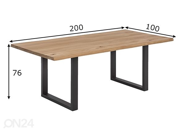 Ruokapöytä Tische 200x100 cm mitat