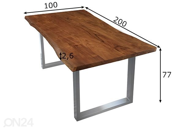 Ruokapöytä Tische 200x100 cm mitat