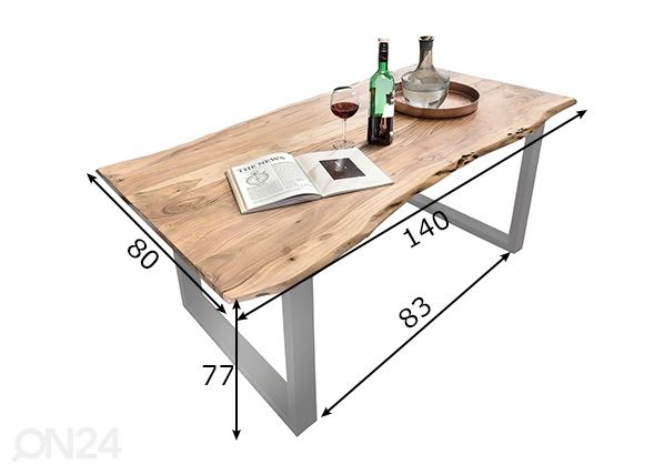 Ruokapöytä Tische 80x140 cm mitat