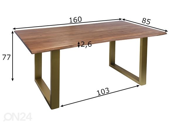 Ruokapöytä Tische 85x160 cm mitat