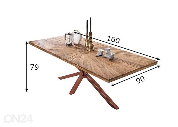 Ruokapöytä Tische 90x160 cm mitat