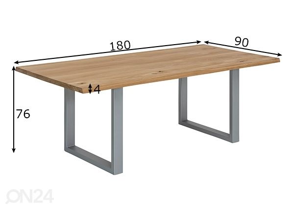 Ruokapöytä Tische 90x180 cm mitat