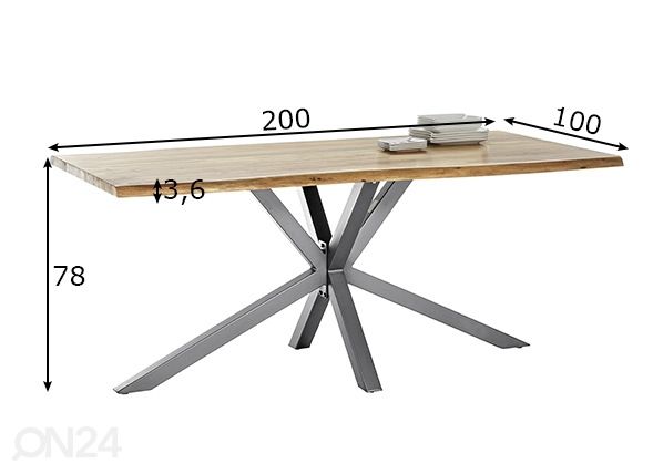 Ruokapöytä Tisches 100x200 cm mitat