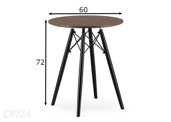 Ruokapöytä Todi Ø 60 cm, tumma saarni mitat