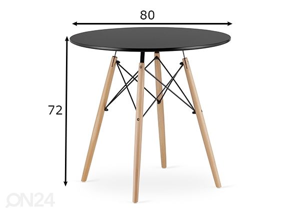 Ruokapöytä Todi Ø 80 cm, musta mitat