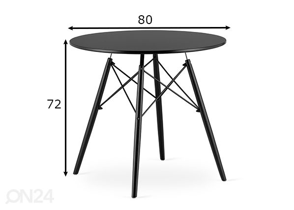 Ruokapöytä Todi Ø 80 cm, musta/musta mitat
