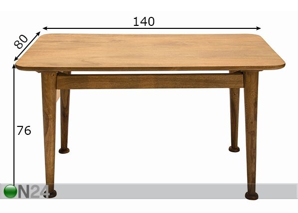 Ruokapöytä Tom Tailor 140x80 cm mitat