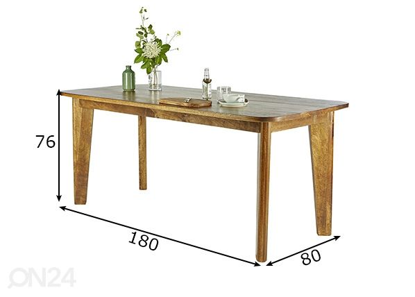Ruokapöytä Tom Tailor 80x180 cm mitat