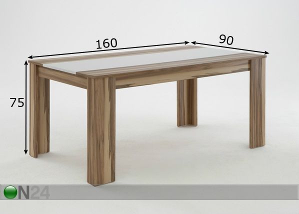 Ruokapöytä UTE I 90x160 cm mitat