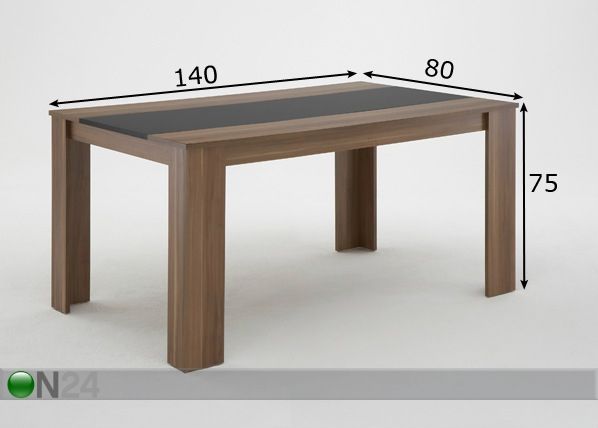 Ruokapöytä UTE II 80x140 cm mitat